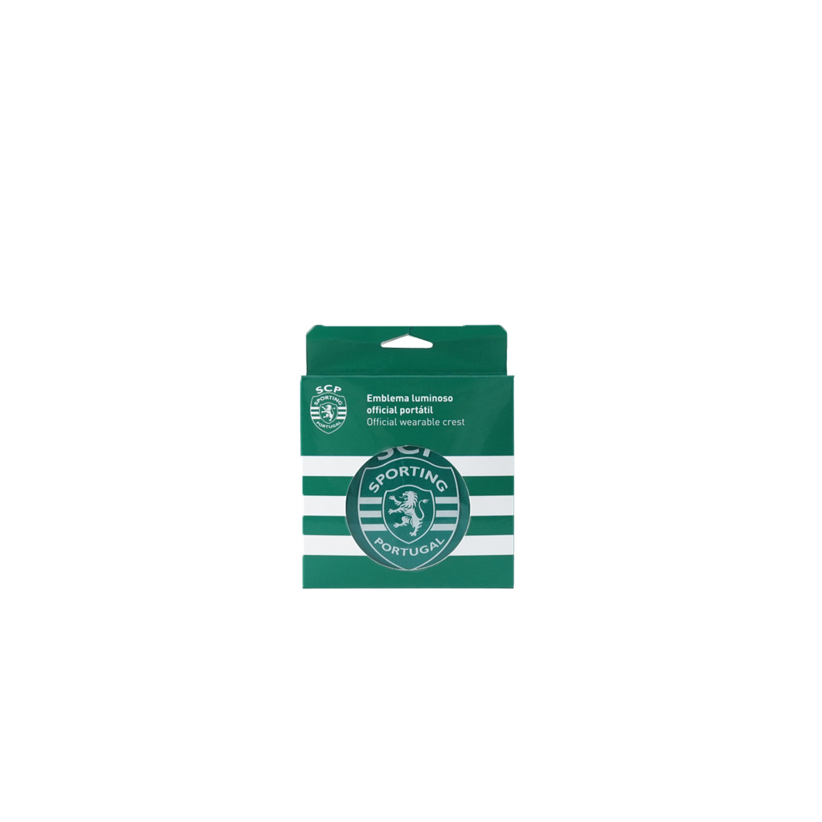 Escudo Iluminado Sporting CP | Pin Oficial con LED, Batería Recargable USB-C, 3 Modos de Luz para Camiseta, Mochila o Bufanda