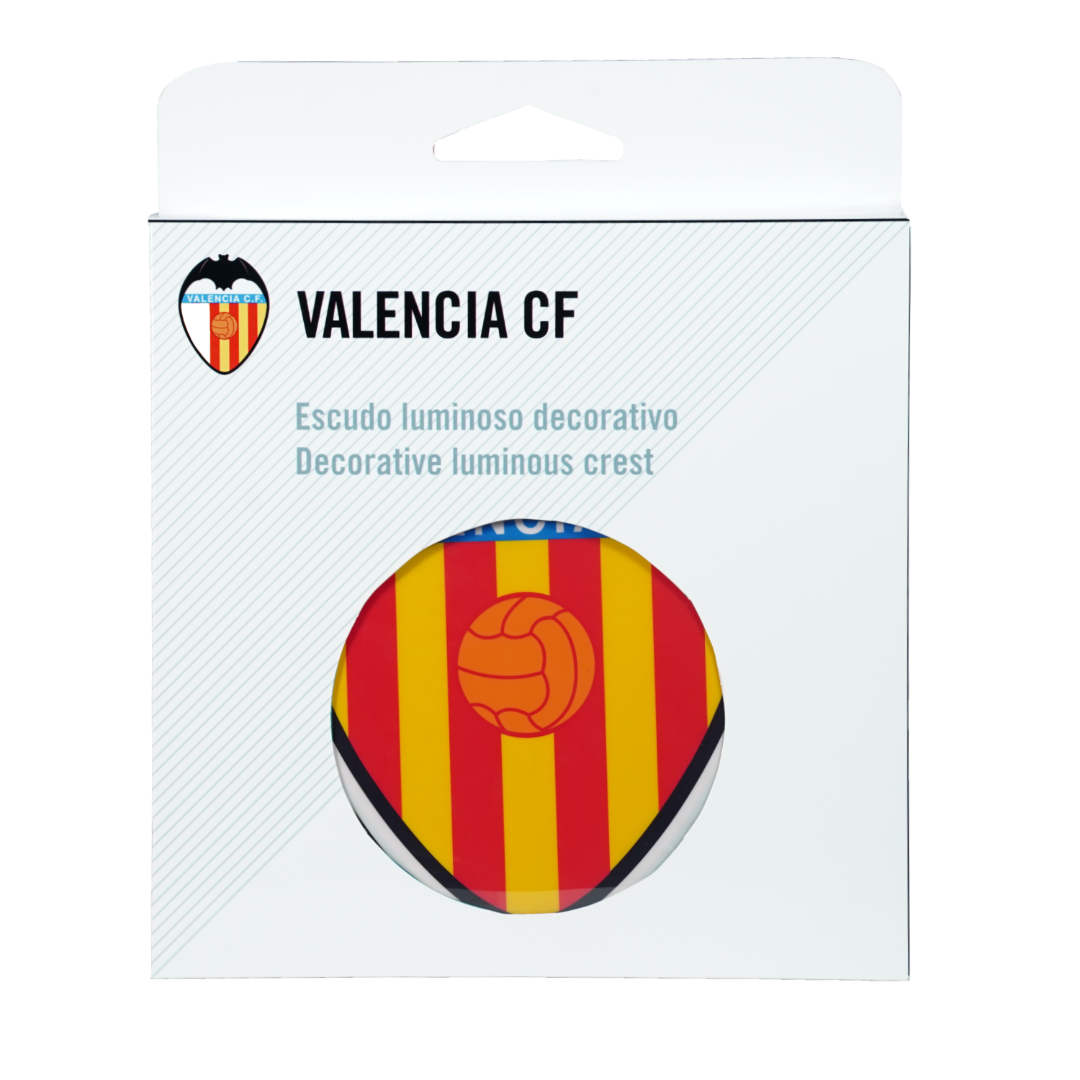 Escudo Iluminado Valencia CF | Decorativo Oficial para Pared o Ventana, 2 Modos de Luz