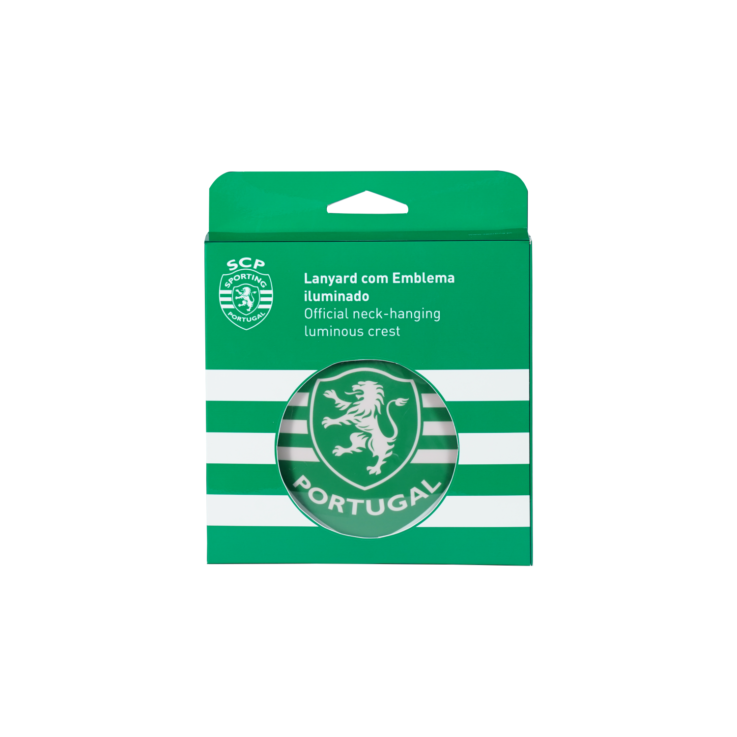 Escudo luminoso para colgar al cuello - SPORTING CP con Batería Recargable y 3 modos de Luz