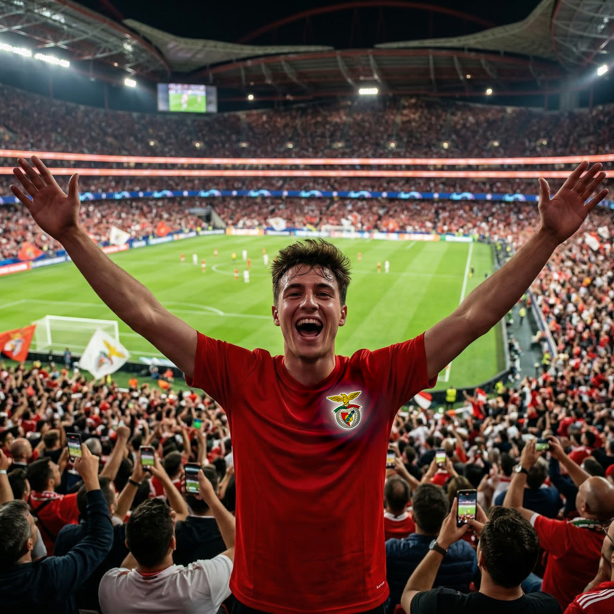 SL Benfica Wearable LED Crest – Rechargeable Battery, 3 Lighting Modes