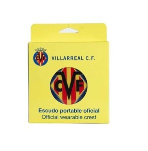Escudo Iluminado Villarreal CF | Pin Oficial con LED, Batería Recargable USB-C, 3 Modos de Luz para Camiseta, Mochila o Bufanda