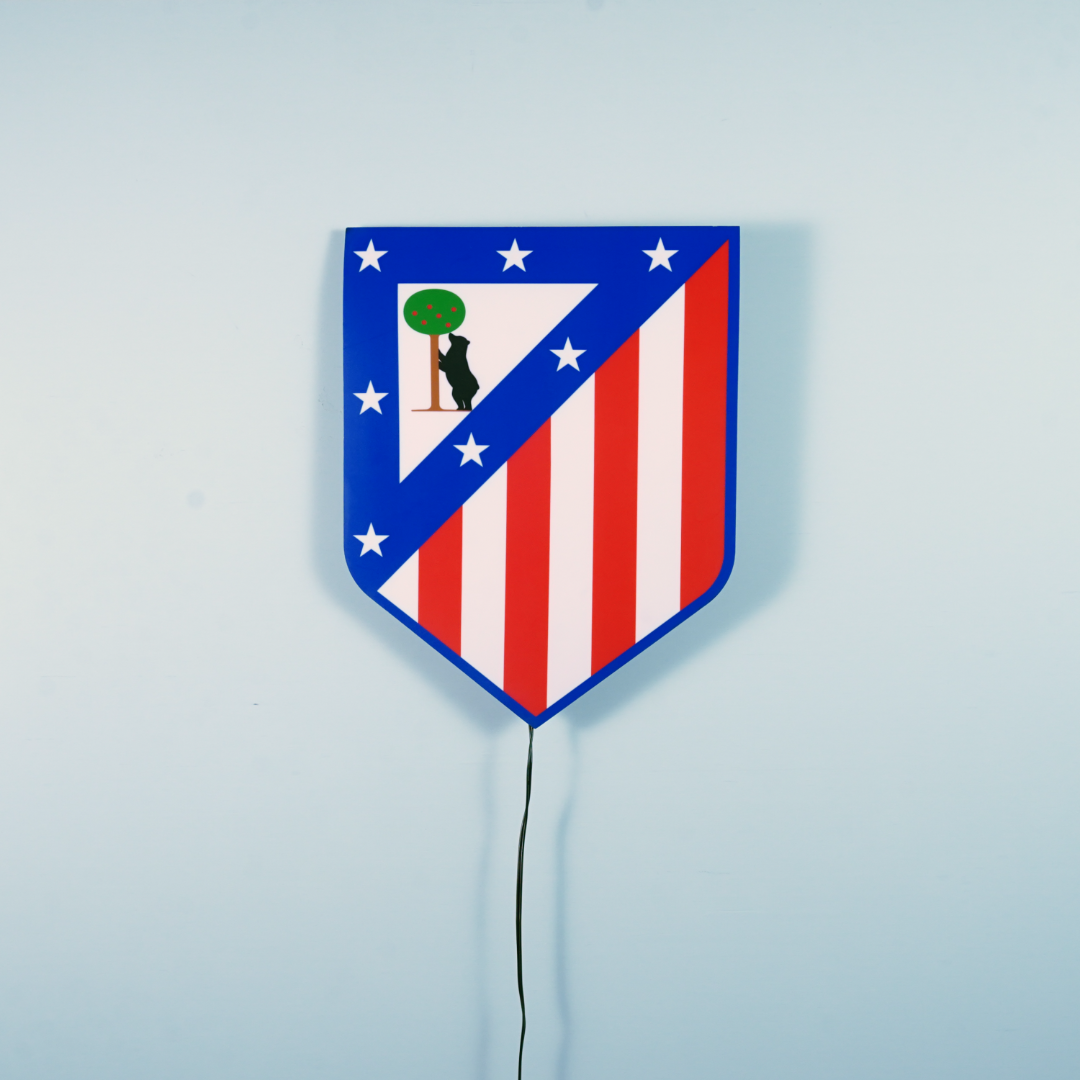 Escudo Iluminado Atlético de Madrid | Decorativo Oficial para Pared o Ventana, 2 Modos de Luz