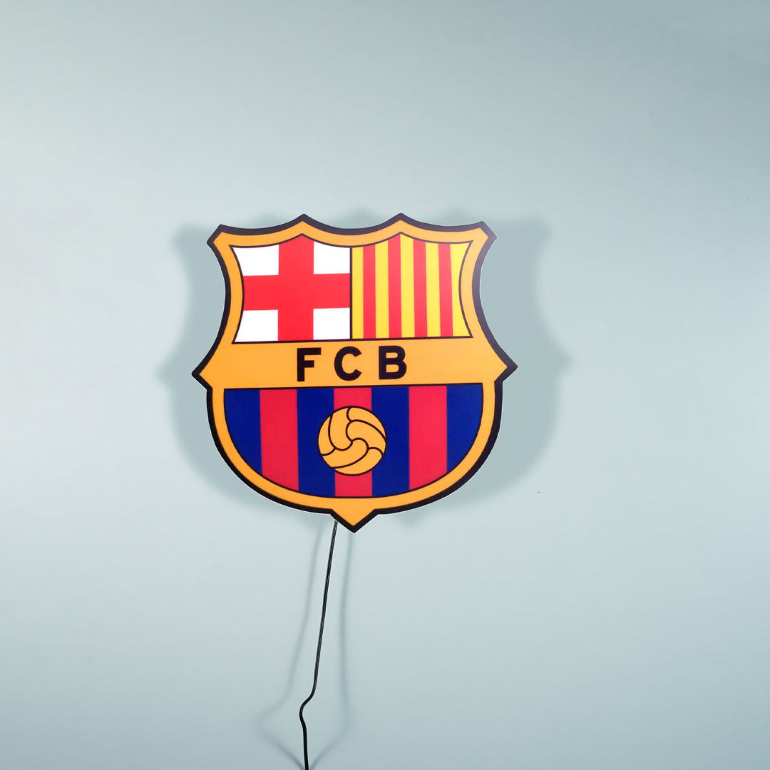 Escudo Iluminado FC Barcelona | Decorativo Oficial para Pared o Ventana, 2 Modos de Luz