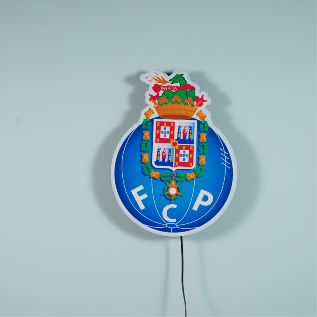 Escudo Iluminado FC Porto | Decorativo Oficial para Pared o Ventana, 2 Modos de Luz