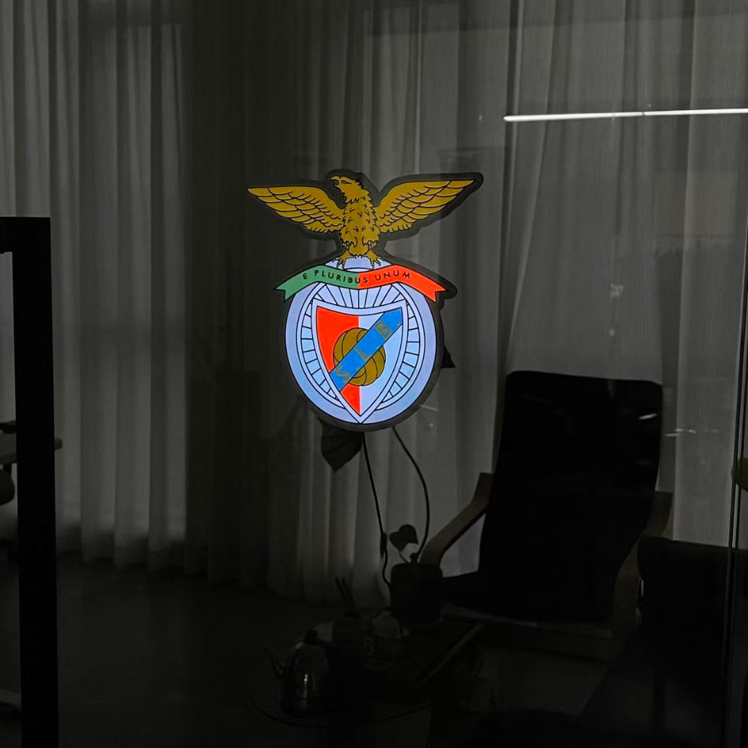 Escudo Iluminado SL Benfica | Decorativo Oficial para Pared o Ventana, 2 Modos de Luz