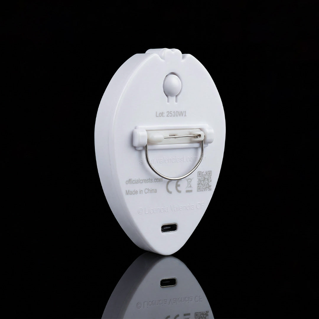 Valencia FC Wearable LED Crest – Rechargeable Battery, 3 Lighting Modes