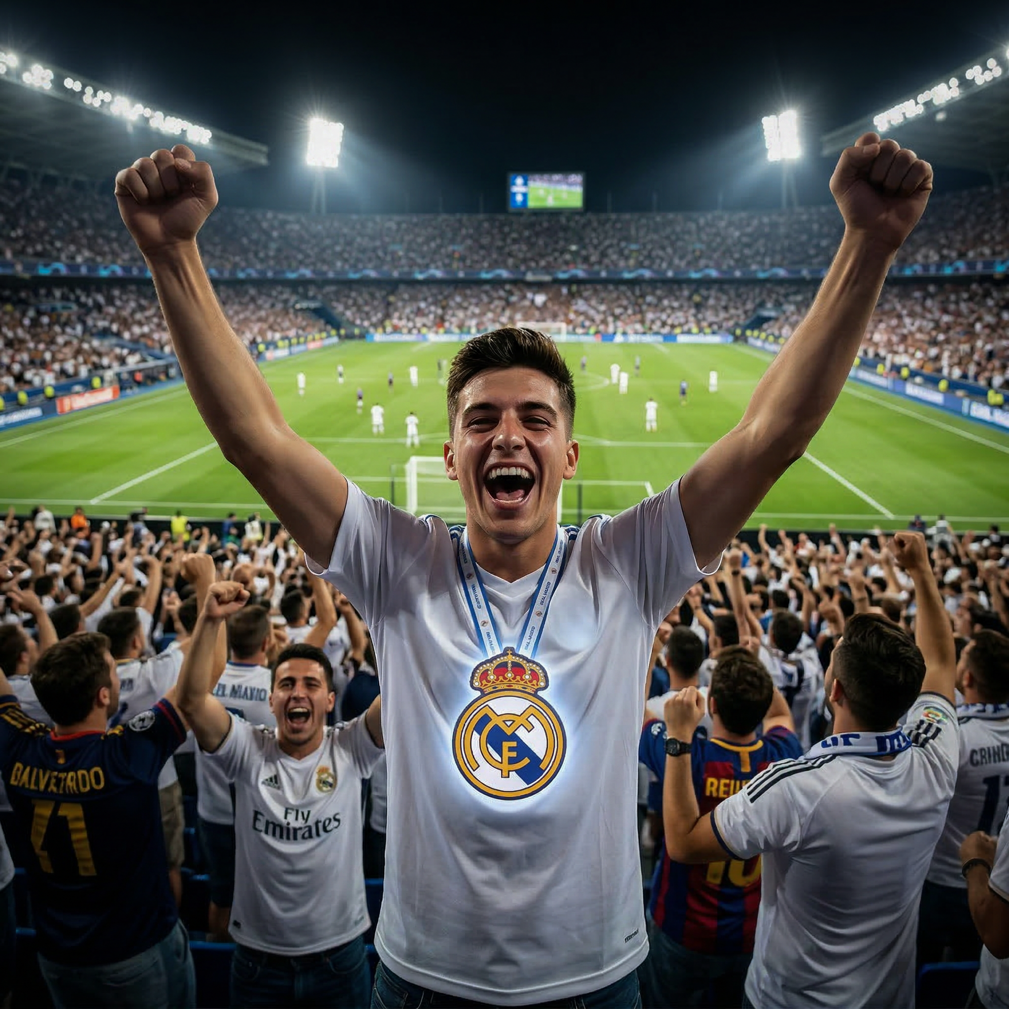 Official neck hanging luminous crest  - REAL MADRID