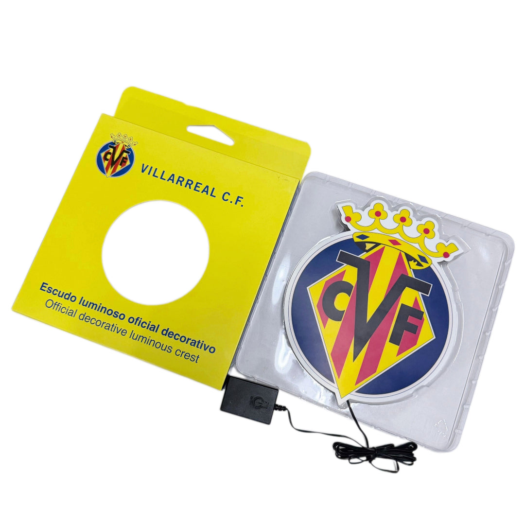 Escudo Iluminado Villarreal CF | Decorativo Oficial para Pared o Ventana, 2 Modos de Luz