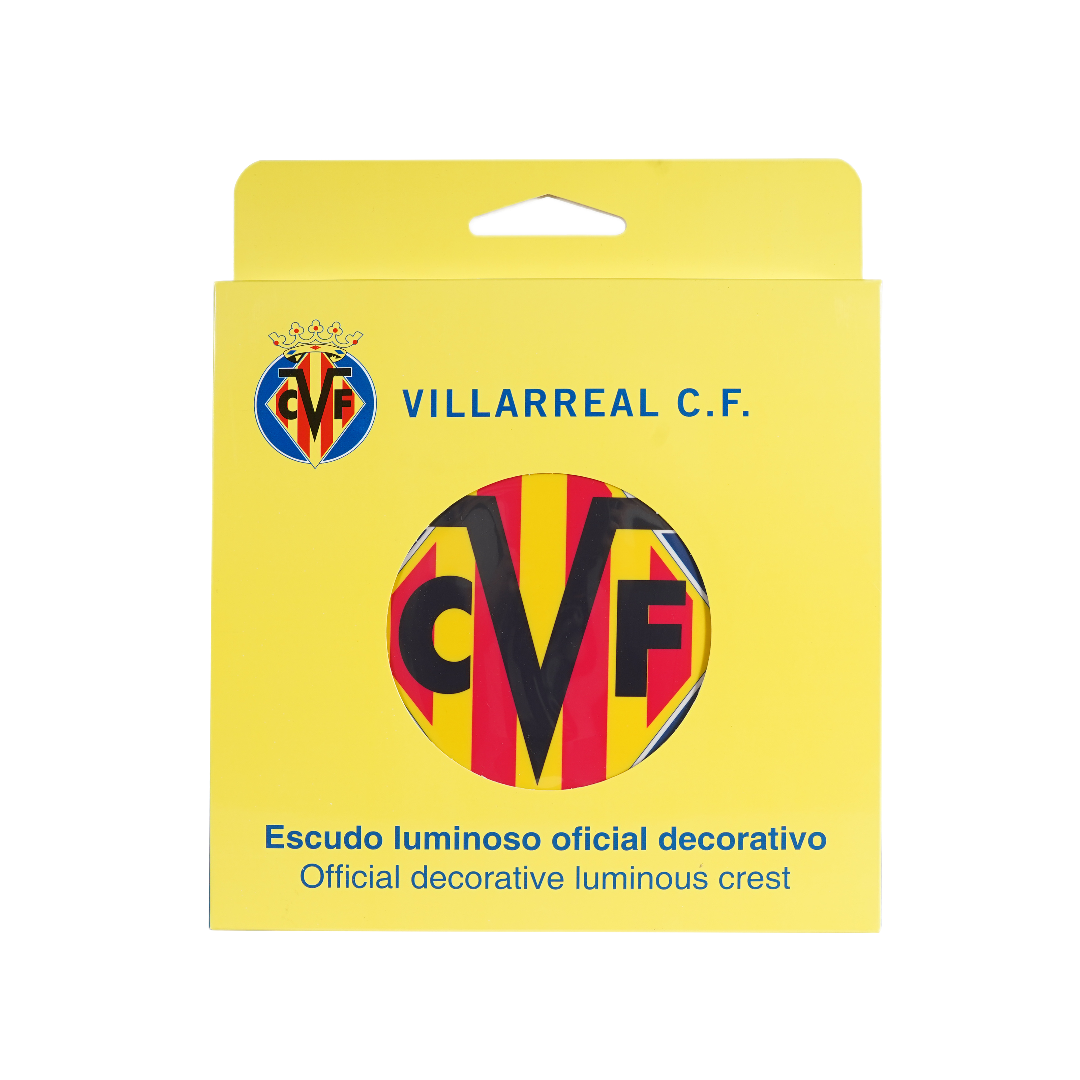 Escudo Iluminado Villarreal CF | Decorativo Oficial para Pared o Ventana, 2 Modos de Luz