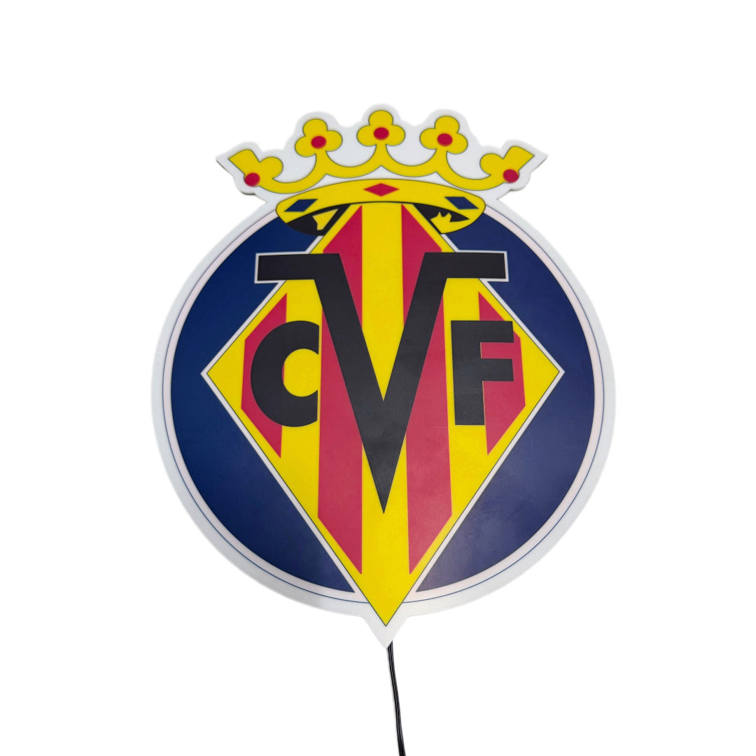 Escudo Iluminado Villarreal CF | Decorativo Oficial para Pared o Ventana, 2 Modos de Luz