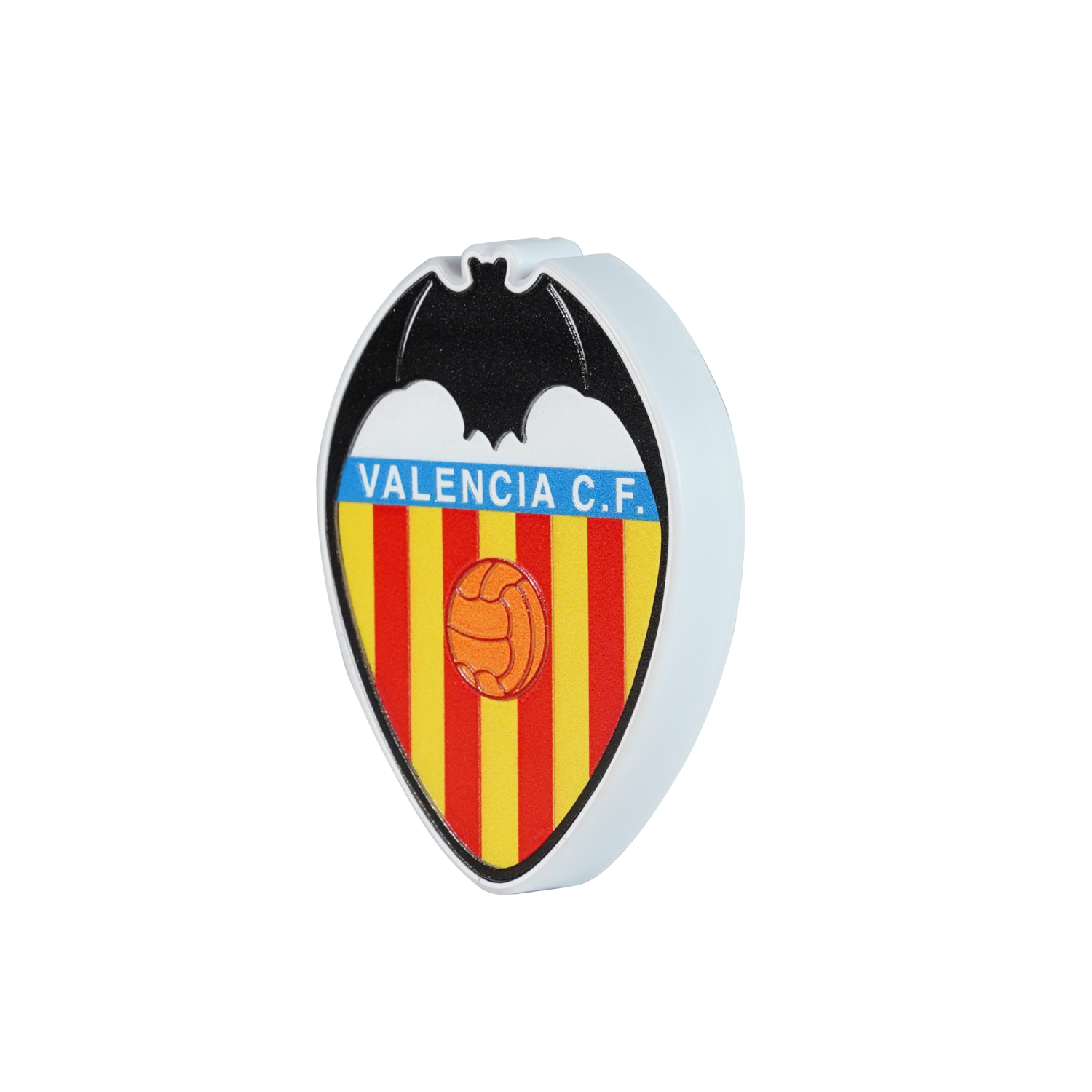 Escudo Valencia CF Portátil con luz LED, Batería Recargable, 3 Modos de Luz