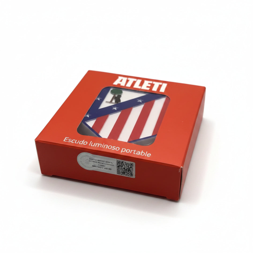 Embalaje con holograma autenticidad oficial del escudo iluminado del Atlético de Madrid de officialcrests 